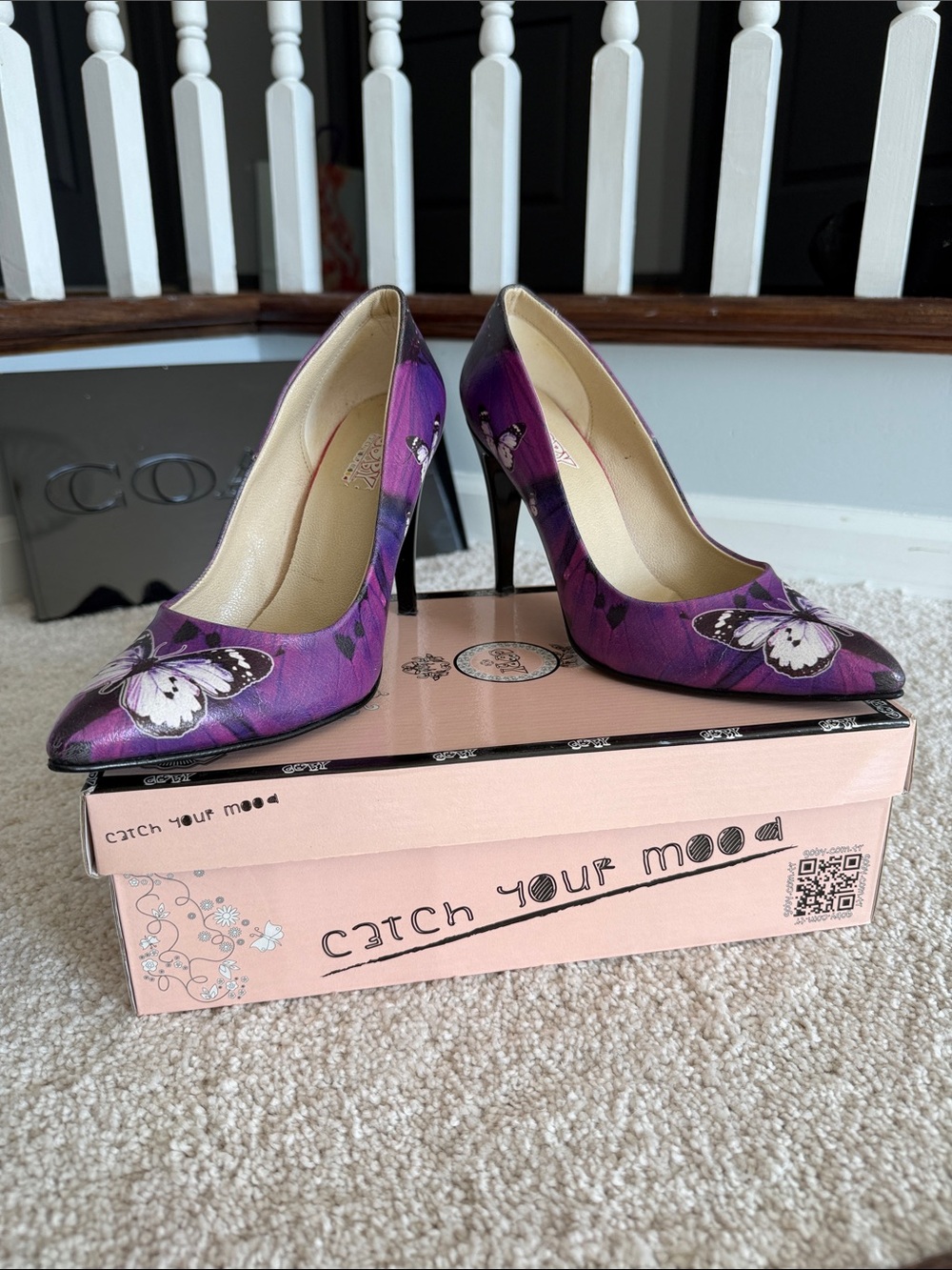 Coach Purple Butterfly Pointed-Toe High Heels